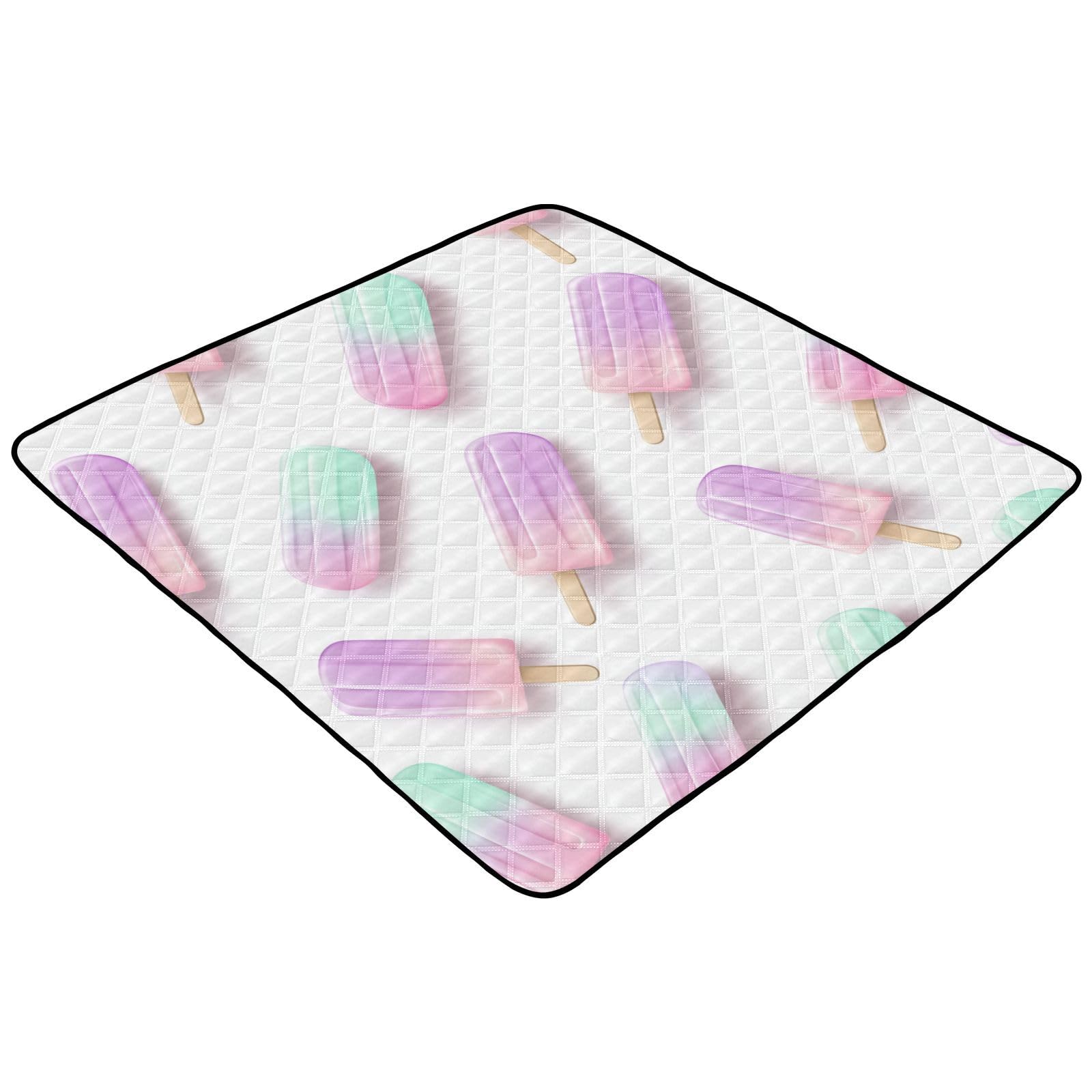 Kigai Colored Popsicles Baby Play Mat for Floor and Playpen 50x50 inch Non-Slip Baby Activity Playmat Waterproof Foldable Crawling Mat for Infants Toddlers