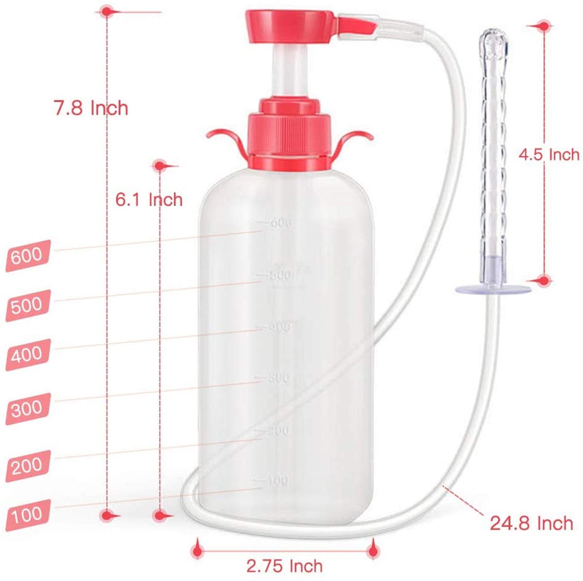 BIGMALL Poire À Lavement De 600 ML Haute De Gamme en Silicone pour Douche Vaginale Anale Nettoyante avec 3 Accessoires pour Douche Anale Et Vaginale & Douche Vaginale Laxative Nettoyante pour La