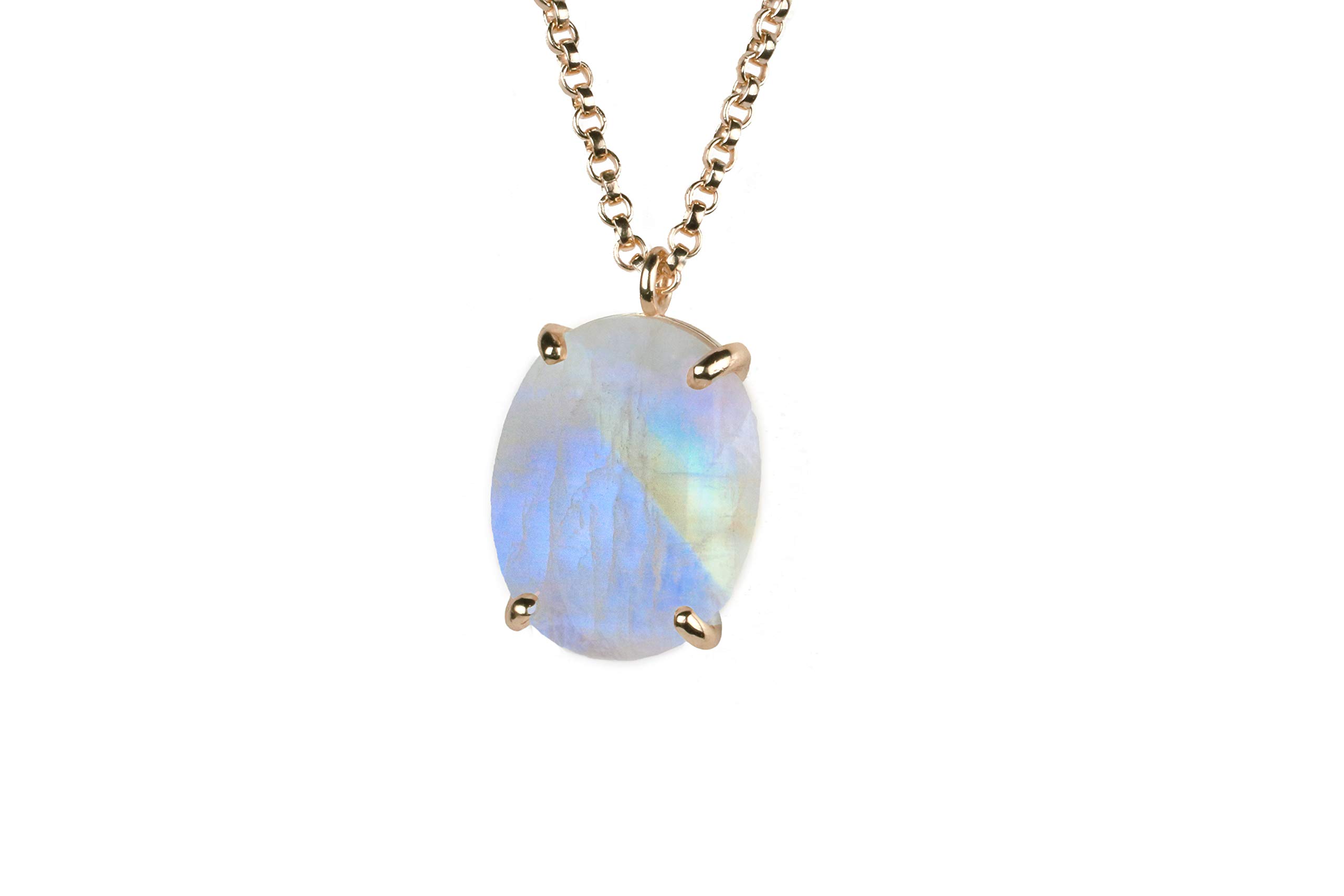 Collier de Moonstone en Or 14k par Anemone Jewelry - Collier de Déclaration en Pierre Naturelle - Collier de Mode en Or Superposé pour Femme - Bijoux de Naissance de Juin Faits à la Main pour Elle