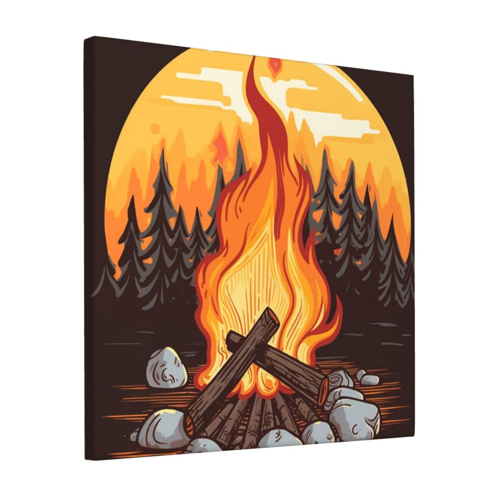 FodPand Bonfire Canvas Wall Art for Living Room Wall Decor 12"x12" Modern Artwork Painting Pictures Hanging Canvas Prints Aesthetic Wall Art for Bedroom Bathroom Office Wallart Decor