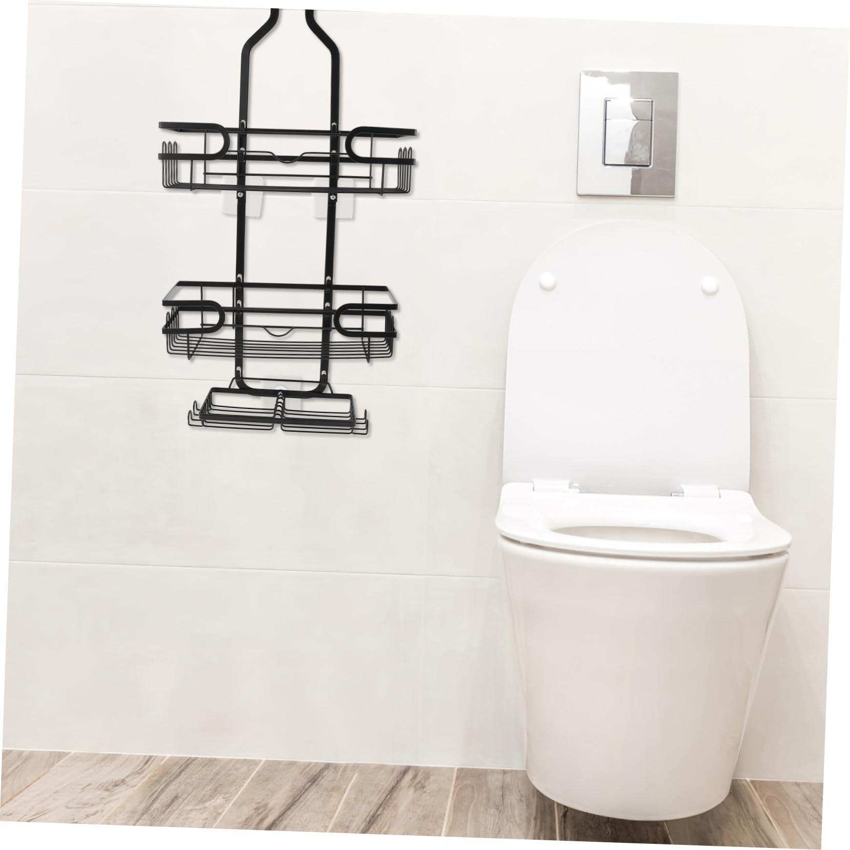Mensola Doccia Ripiani in Metallo con Ganci Organizer Bagno Resistente all Umidità per Shampoo e Sapone Mensola da Parete Compatta per Bagni Piccoli
