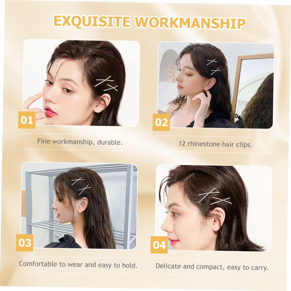Healeved 48piezas Horquillas De Rhinestone Para Cabello Accesorios Decorativos Para Chicas Clips De Pelo Elegantes y Brillantes