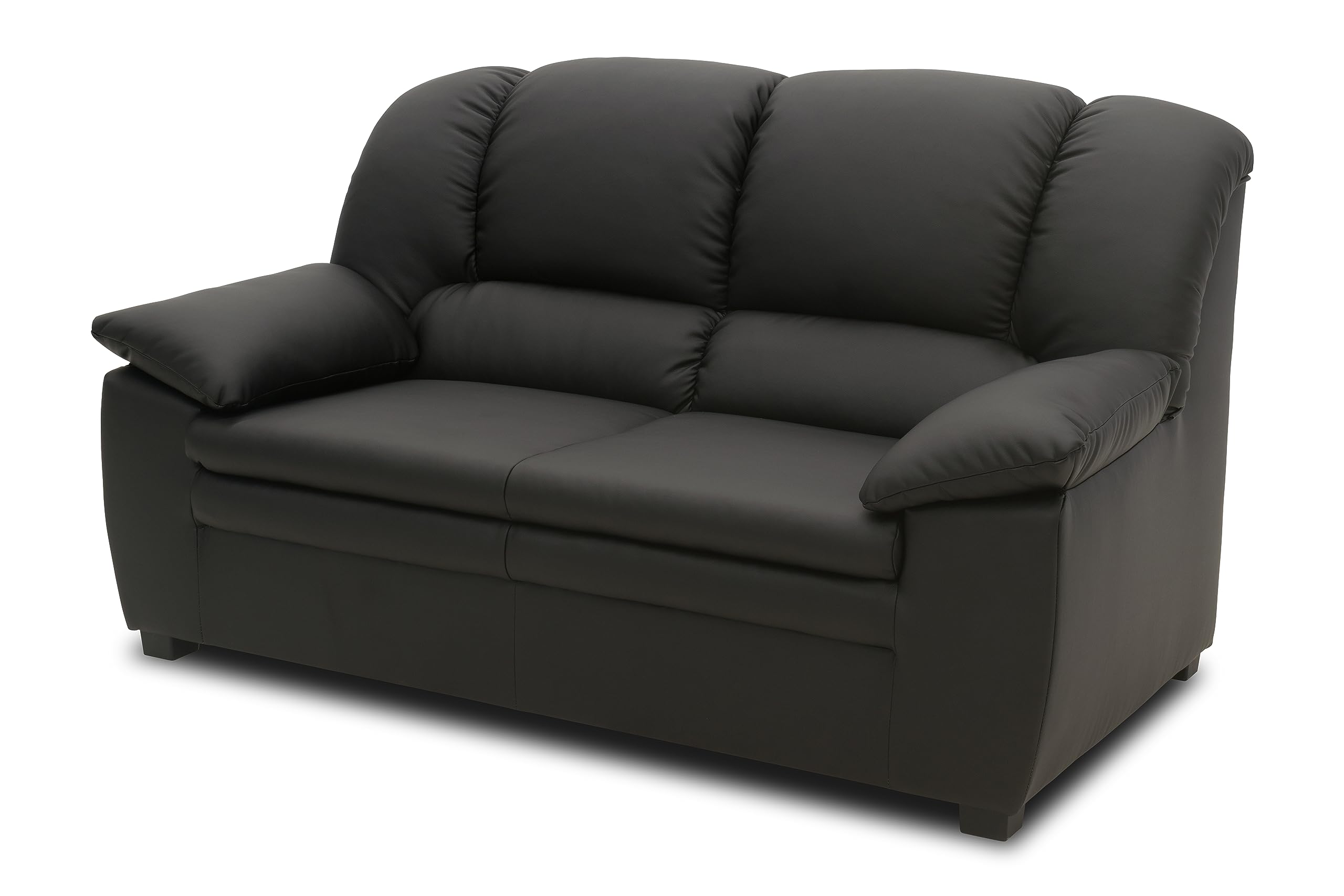 DOMO. collection Divano Ambato in pelle a 2 posti dal design classico, 2 divani in similpelle, 159 x 92 x 88 cm (larghezza x profondità x altezza), nero