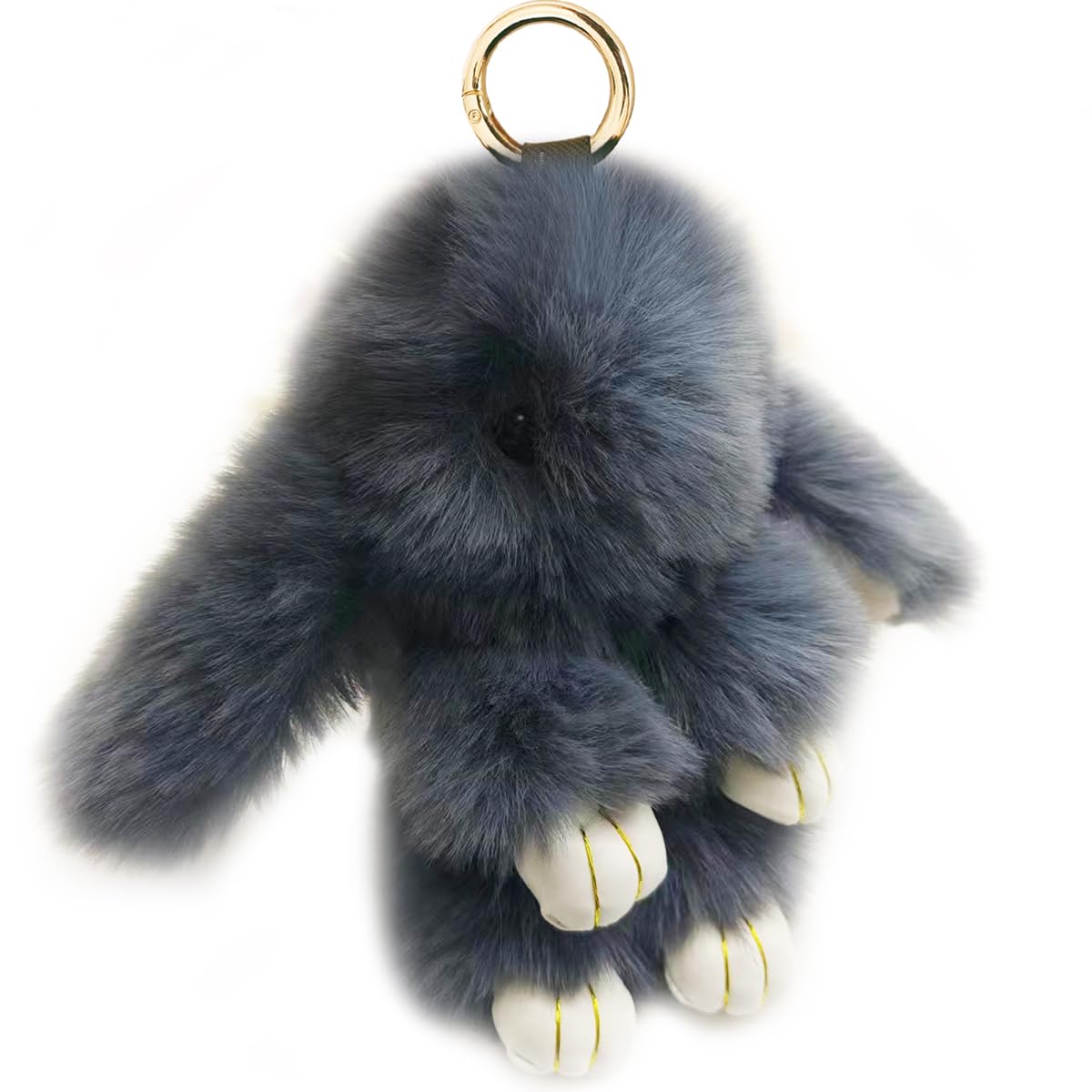 Bunny Keychain Soft Fluffy Rabbit Keychain 7in Handmade Cute Colorful Rabbit Fur Pom Pom Key Rings for Women
