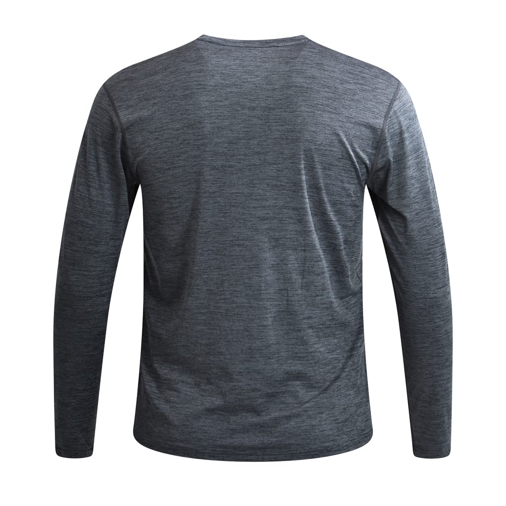 Arctic Cool Men’s Crew Neck Instant Cooling Moisture Wicking Performance UPF 50+ Long Sleeve Shirt | Lightweight Breathable Top for Running, Workout, Exercise, Fishing, Storm Grey Twist, XL