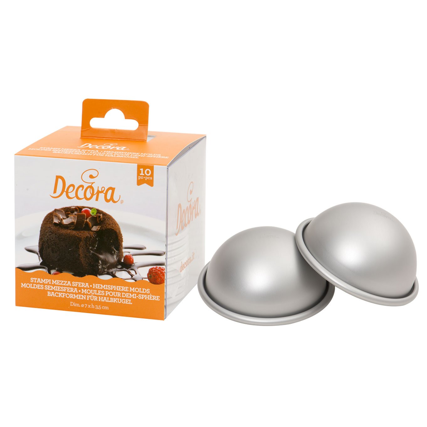Decora 10 Anodized Aluminum Hemisphere Cake PAN Ø 7 X H 3,5 CM, Alluminio Anodizzato, Silver
