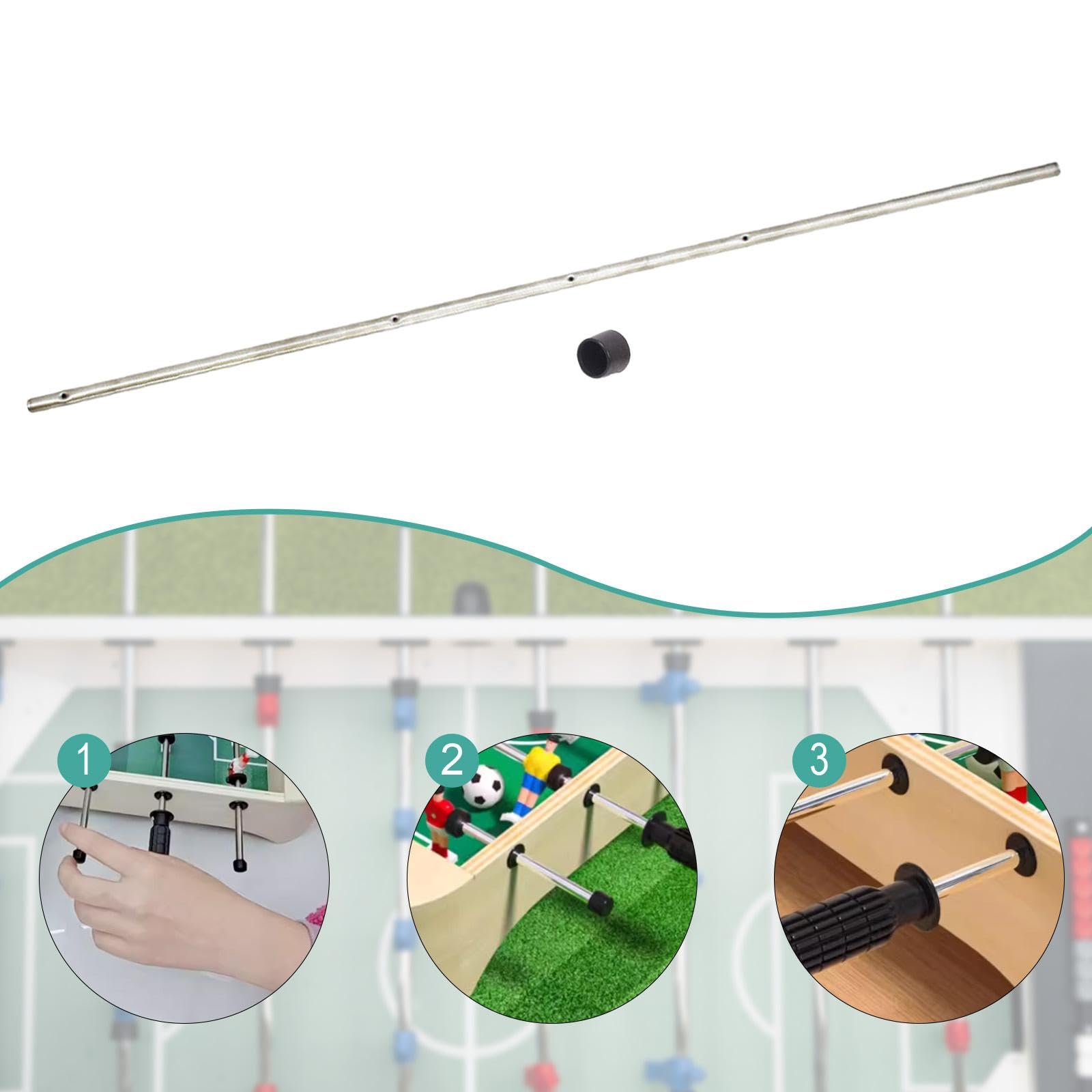 KESOTO Varilla de Mesa de futbolín, Poste de futbolín para Mesa de Escritorio para Juegos de Familiares, Varilla de Acero de 8 mm x 52,5 cm