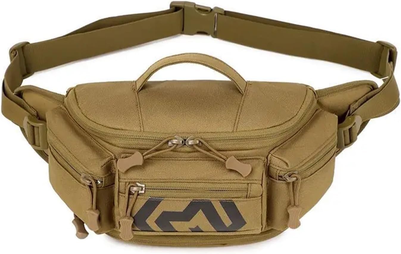 Camping Cycling Chest Bag Tactical Outdoor Sports Hiking Hunting Motorcycle Bike Run Fishing Trvael Backpack Waist Fanny Pack(Khaki)