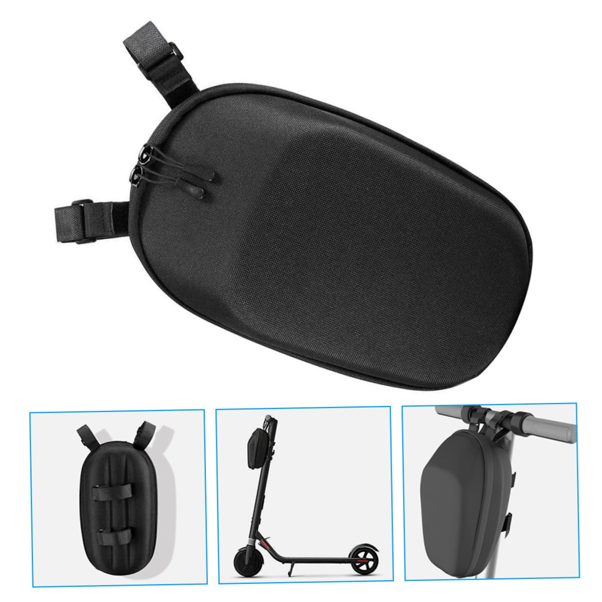 VANZACK Schwarze Lenkertasche für E Roller und Scooter, Große Eva Tasche | Faltbares Design, mit Gurt, Multifunktionale Aufbewahrung für Unterwegs, Schlichtes Format