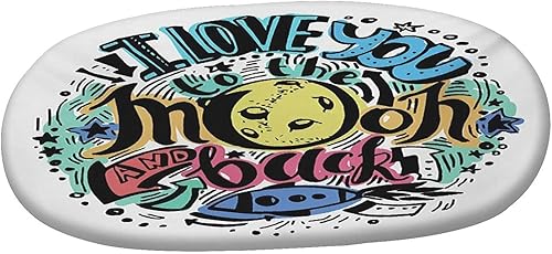 Miniatura 3 de Mantel ovalado ajustado con texto en inglés "I Love You" de poliéster elástico, mantel ajustable con estampado de figuras de cohete de composición