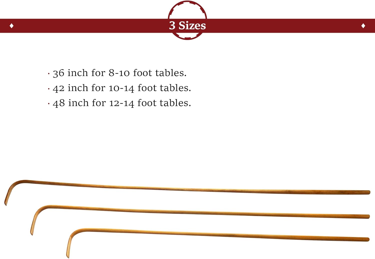 CGS Craps Dice Stick - Rattan Flexible Wood - 48" Length for Casino Size Craps Tables - Essential Casino-Quality Craps Equipment for Home or Professional Use