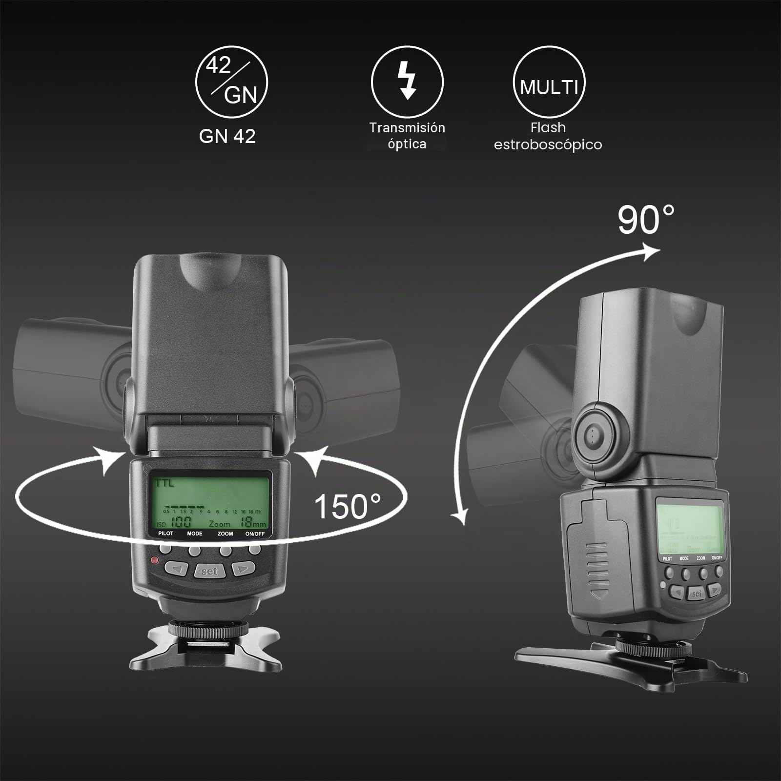 Meike MK430 TTL Flash Speedlite Compatible con Nikon D7100 D5300 D5200 D3500 D3100 D600 D800 D3200 D90 D80 D300 D7500 D780, etc.