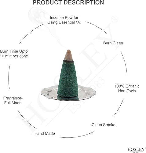 Miniatura 4 de Hosley Paquete de 240 conos de incienso de luna llena, infusión de aceite esencial, ideal para meditación, aromaterapia, spa, hogar, baño, bodas,