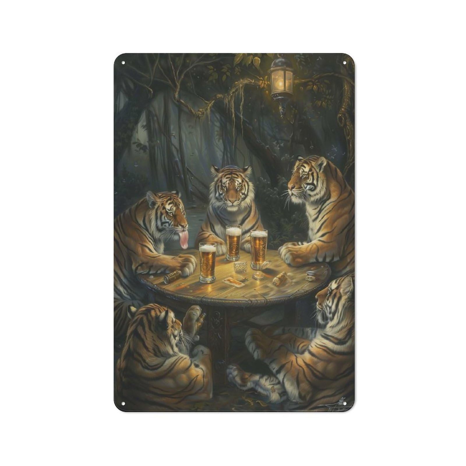 For Café Or Restaurant, Tigers Beer In Tavern Vintage Tin Wall Plaque 30x20cm, New Home Wall Decor for Café Owners And Decorators