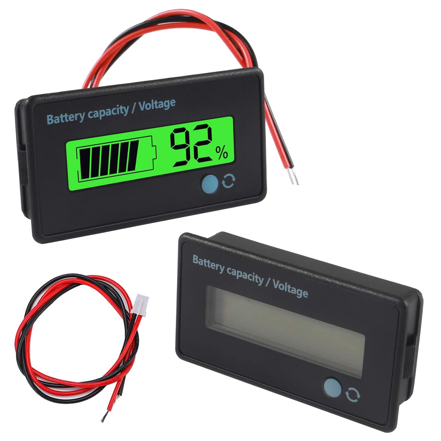 GTIWUNG 2 Piezas Medidores de Batería DC, Indicador de Voltaje de Capacidad de Batería Monitores, DC 12V 24V 36V 48V 72V 84V Battery Meter, Battery Tester Battery Capacity Voltage Indicator, Verde