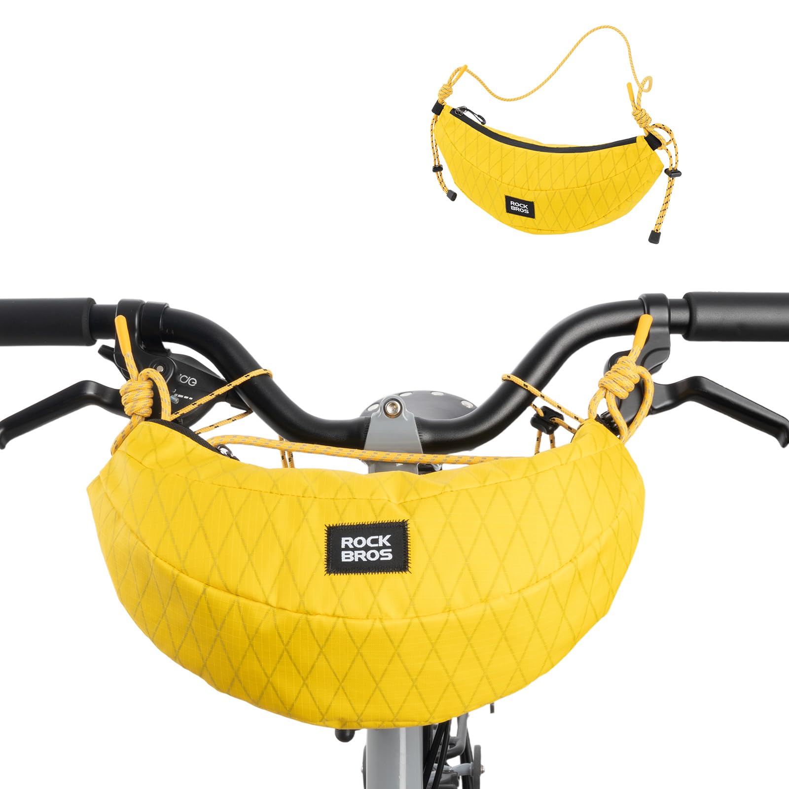 ROCKBROS Borsa da Manubrio per Bicicletta 1,8 L, Borsa a Tracolla Leggero Crossbody Bag, Adatta per Mountain Bike, Bici Pieghevoli, Monopattino e Pendolarismo, Giallo