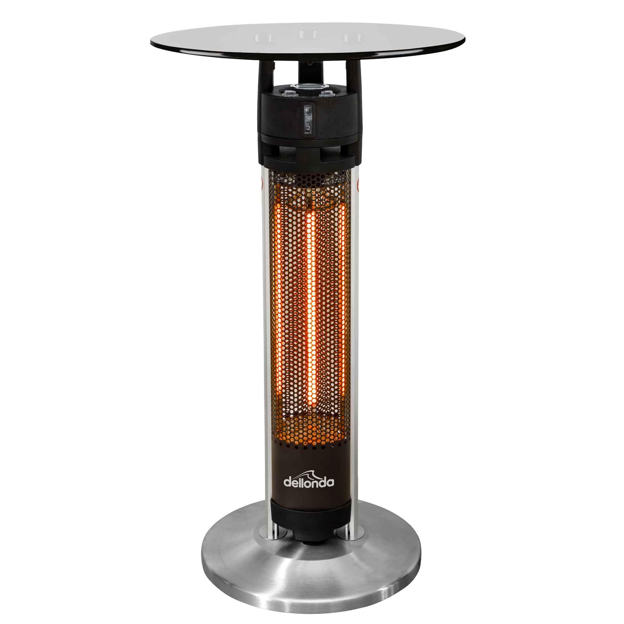 Dellonda Bistro Bar Table with 1600W Patio Heater, 95cm, Black/Stainless Steel - DG63