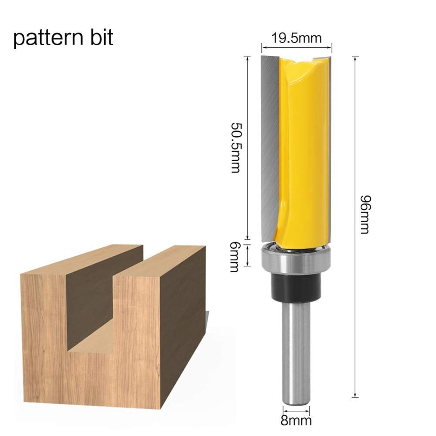 8mm Flush Trim Pattern Router Bit with Top Bottom Bearing for Woodworking Home and DIY(Pattern bit)