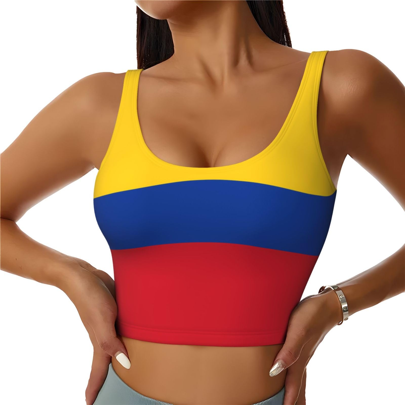 Wbqlsl Women's Black Flag Of Colombia L Printing Sportswear Set, Yoga, Dance, Pilates, Running Fitness Wear