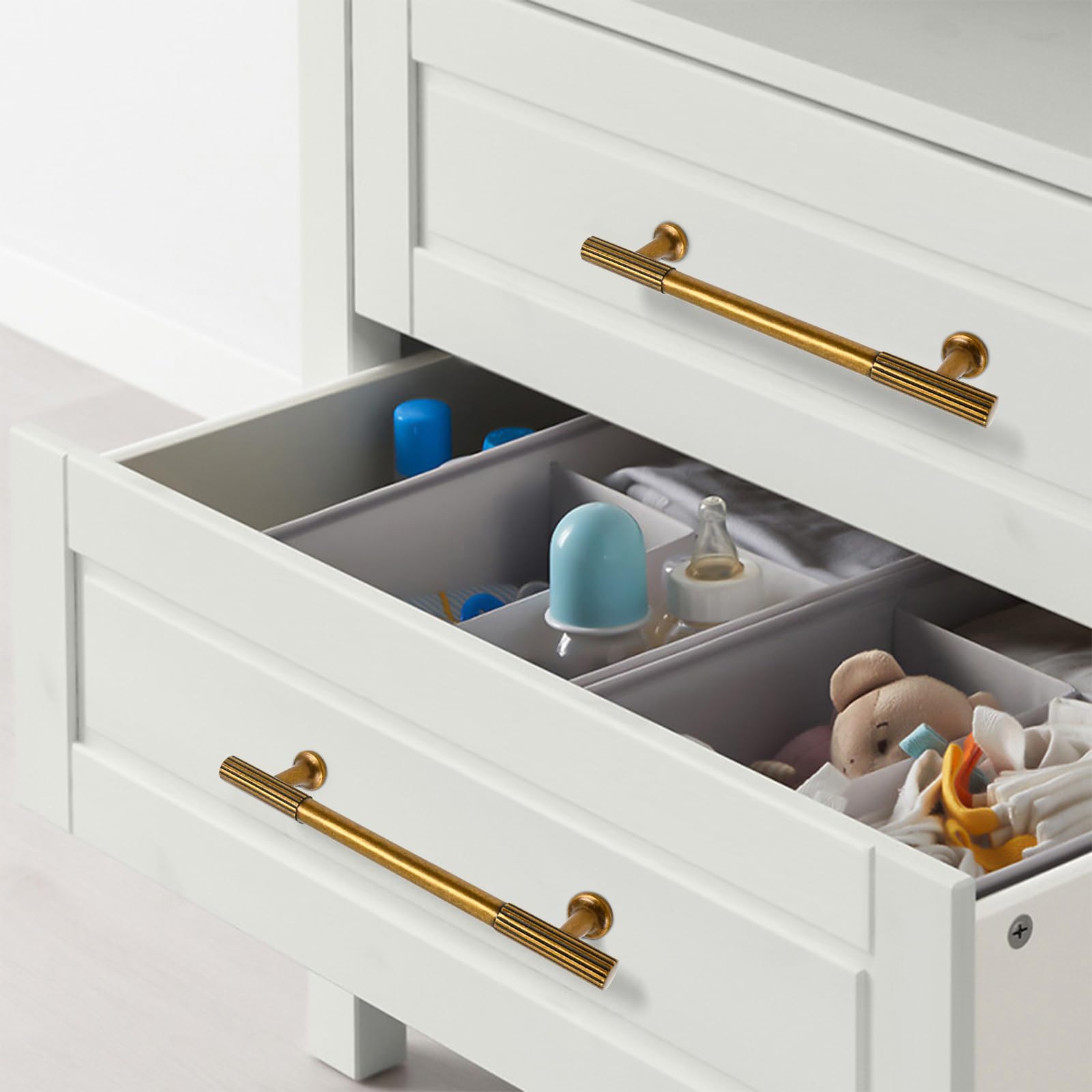 Alzassbg Paquete de 10 tiradores de gabinete de latón antiguo, 5 pulgadas (128 mm), manijas de gabinete, accesorios de cocina para armarios y cajones, AL3095AE