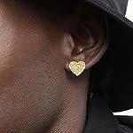 14k Gold Plated Rough Textured Cookie Heart Shape Nugget Stud Earrings For Men/Women Unisex - Image 4
