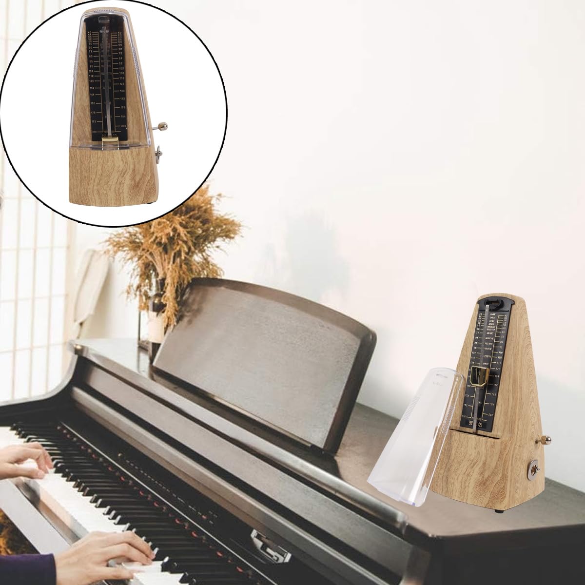 Ubric Metronomo Meccanico Migliorato con meccanismo Metallico: Design Classico, Suono Forte, Non Sono necessarie batterie per Strumenti universali