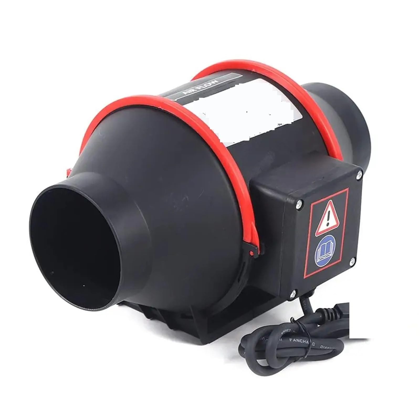 Ventilador de escape, Ventilador de conducto silencioso 4", 310 m³/h, ventilación for cocina, baño, extractor aire, clasificación IP42, RPM 2600, acero, plástico, control botón pared
