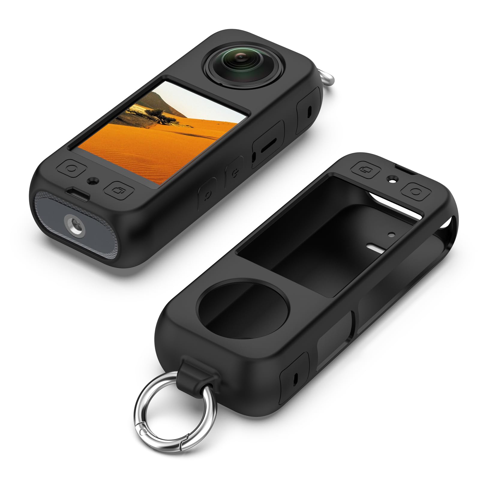 Keecuty Silikonhülle für Insta360 X4, Schutzhülle für Insta 360 x4, Kameratasche für Insta360 X4, Schwarz, Modern, Silikon, Weich, Unisex, Erwachsener, Outdoor, Reisen, Alltag