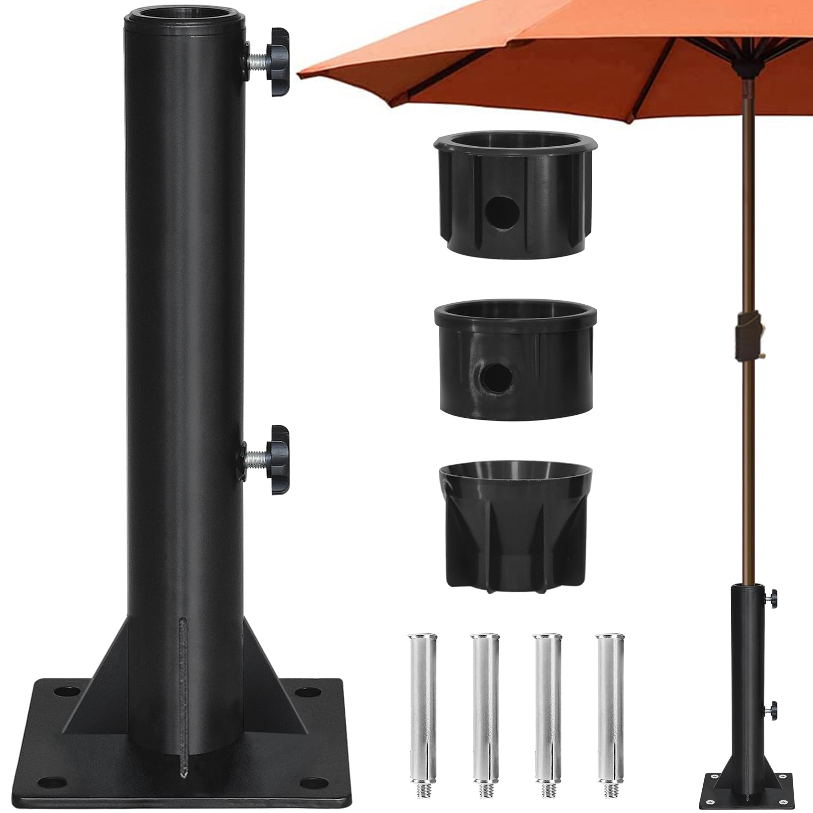 EliteShadeUSA Patio Umbrella Stand for Φ1.5''-Φ1.9'' Pole, Heavy Duty Umbrella Base Stand Deck Mount Umbrella Holder