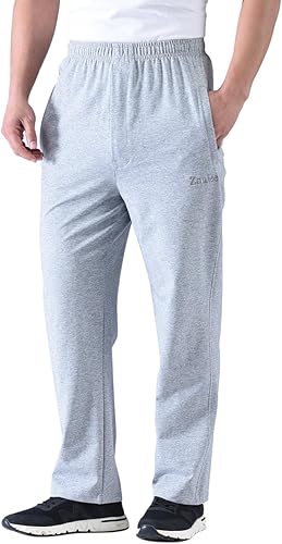 Vista 3 de Zoulee Pantalones deportivos casuales de algodón con cremallera frontal para hombre