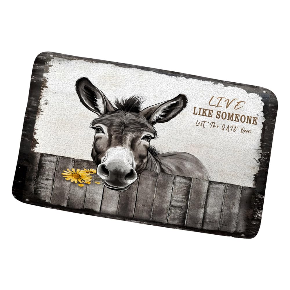 ZZYSKS Funny Donkey Bath Mat Farm Animal Bathroom Rugs Rustic Farmhouse Wood Board Western Country Vintage Barn Door Toilet Bedroom Kitchen Indoor