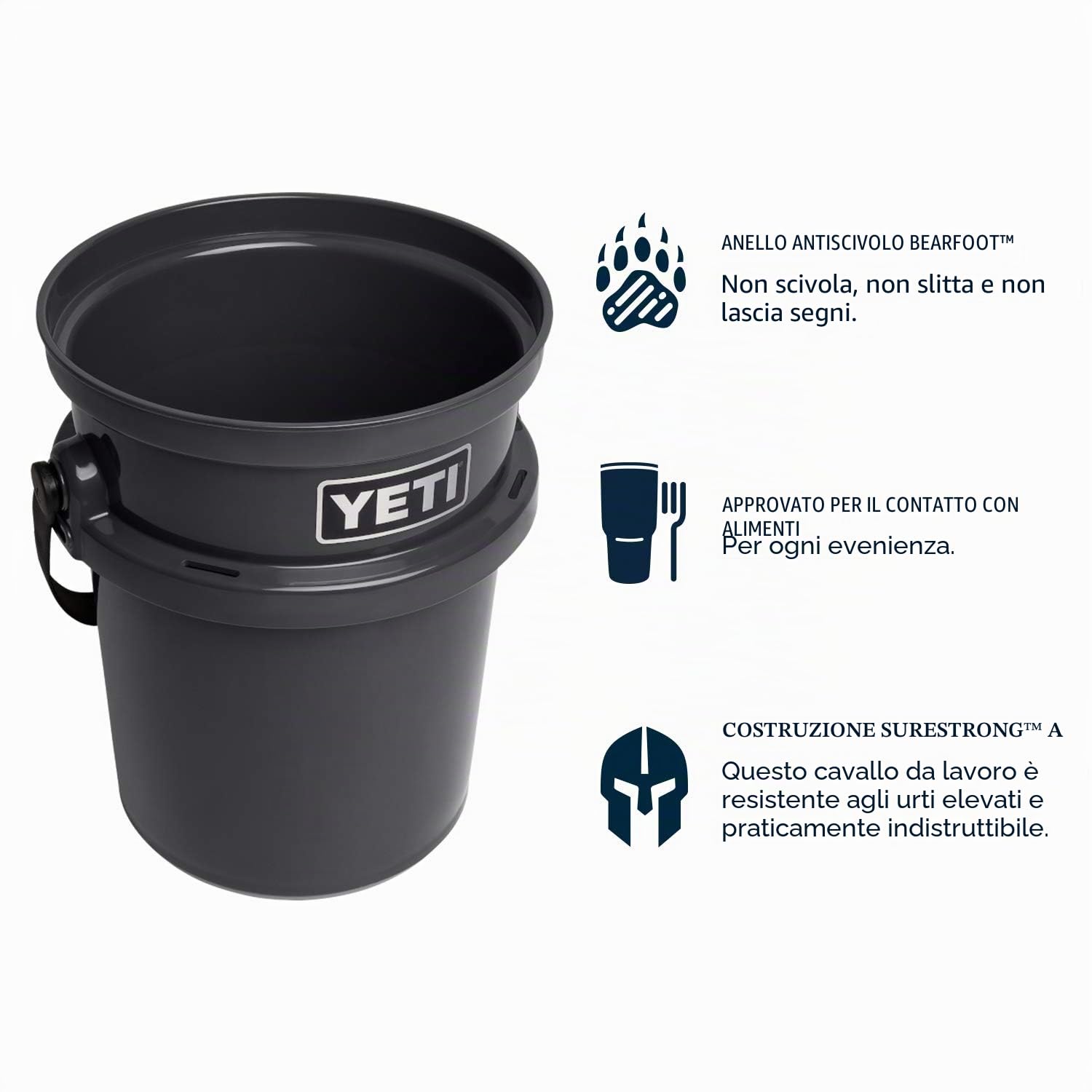 YETI Loadout - Secchio da 5 galloni, resistente agli urti, pesca/utilità, carbone