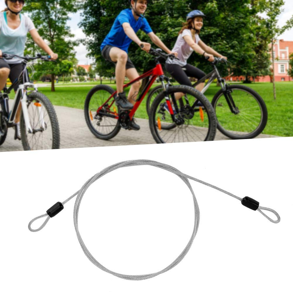 Sonew Silver Double Looped Stainless Steel Security Lock Cable For Bicycle, Loop Cable Scooter Lock (Silver)