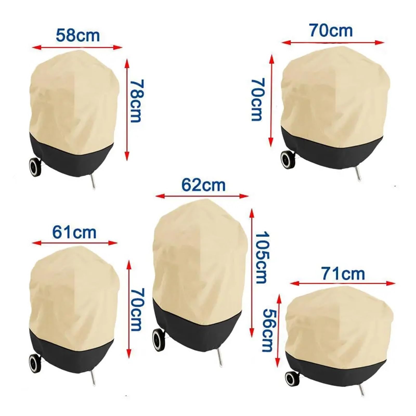 Feuerstellenabdeckung Rund Runde Grillabdeckung, Grillabdeckungen aus Oxford-Gewebe for Feuerstellen und Öfen, wasserdichte/staubdichte Abdeckung(Beige Black,71x56cm)