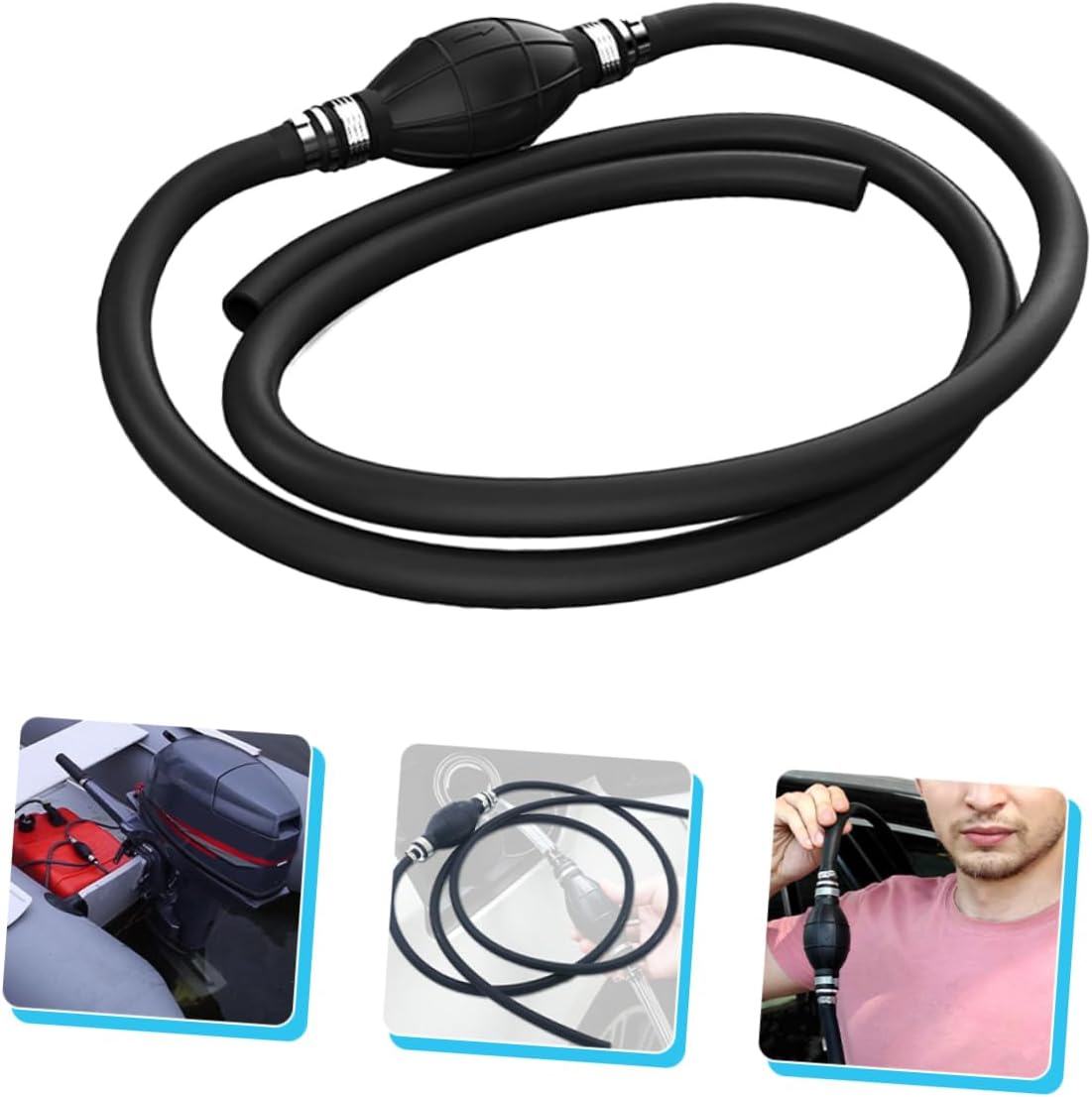Kichvoe Manual Fuel Transfer Hand Pump Durable Rubber Siphon Pump with Inner for Car Tanks Stable Flow Siphon for Vehicle Emergency Liquid Extraction and Aquarium Use