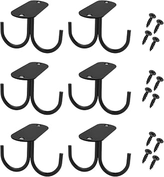 MOCOUM Under Cabinet Mug Hooks, Rustic Mug Organizer Rack Coffee Cup Holder Mug Rack Under Shelf Hanging Hooks Rack for Mugs, Coffee Cups and Kitchen Utensils Display Black, 6