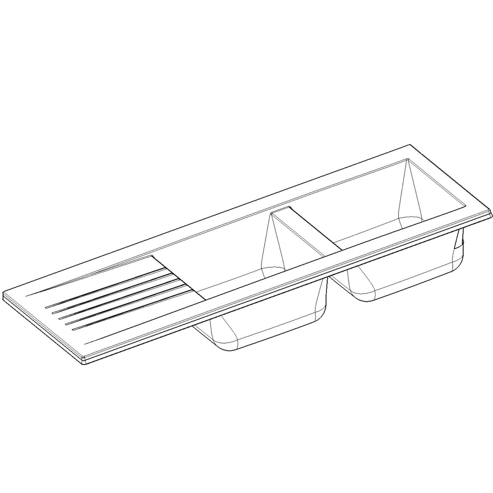 LD2WH - Fregadero de cocina 2 senos con escurridor reversible – Composite blanco – Empotrable – 116 x 50 x 20 cm