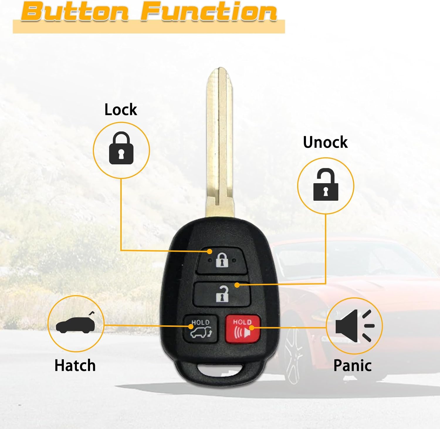 Key Fob Replacement Fits for 2013-2018 Toyota RAV4/ 2014-2019 Highlander/ 2018-2019 Sequoia Keyless Entry Remote Control GQ4-52T H-Chip