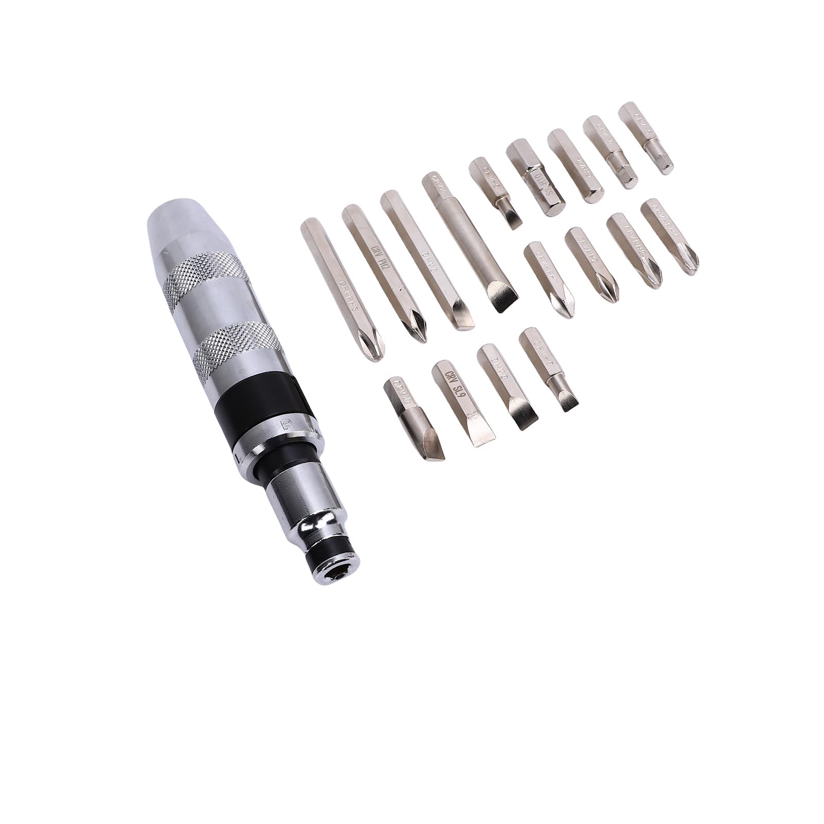 18-teiliges 1/2-Zoll-CRV-Hand-Schlagschrauber-Set, Umkehrbarer Hochleistungs-Schlagschrauber aus Legiertem Stahl mit 17 Verchromten Bits, für Verrostete Verbindungselemente Im