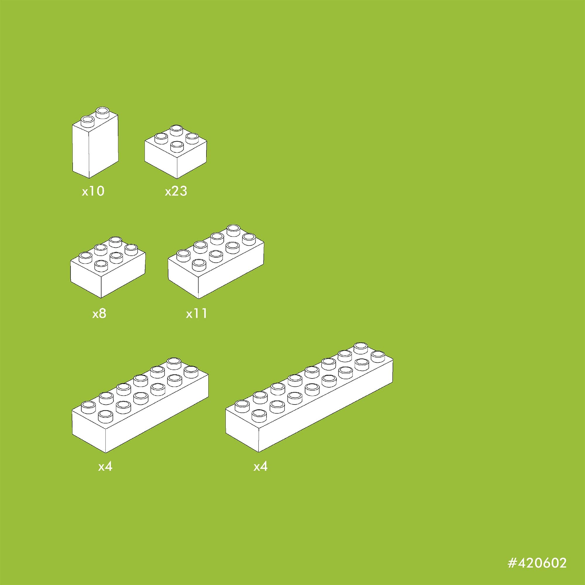 Hubelino #420602 - Set di 60 mattoncini da costruzione, colore: bianco, compatibile con grandi mattoncini di altri produttori, made in Germany