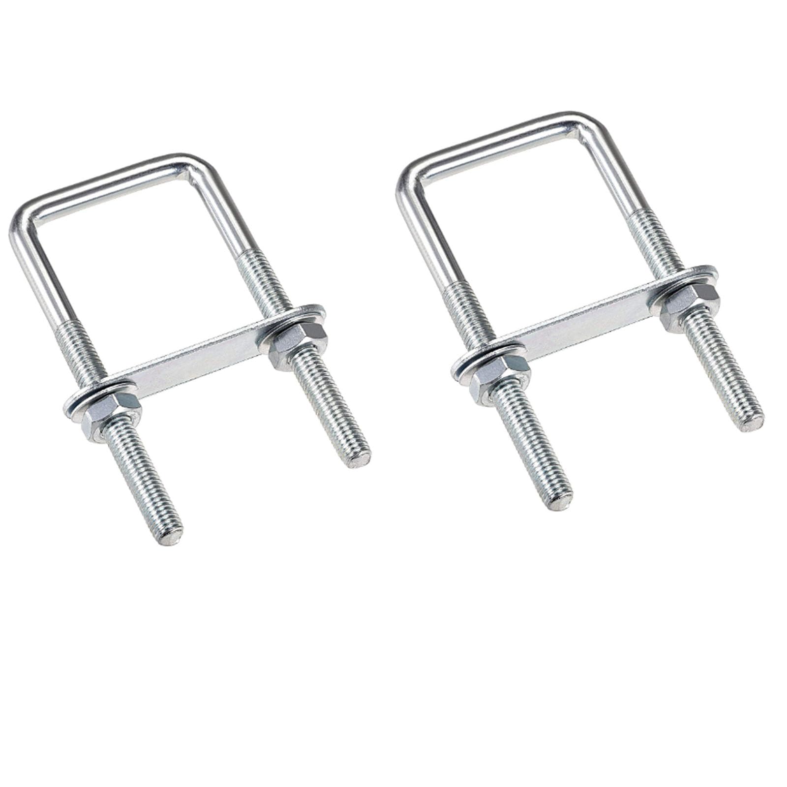 TA-VIGOR 2 sets M8 Square U-Bolts, 40mm Inner Width 100mm Length Steel U-Bolts with Nut, Plate