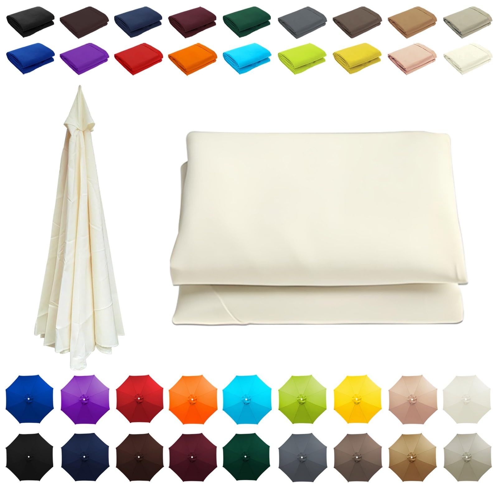 3.5m Umbrella Replacement Top, Garden Parasol Umbrella for 8 Ribs, Rainproof, Canopy Only, for Garden, Beach, Market, Pool, Yard(White) — image 1