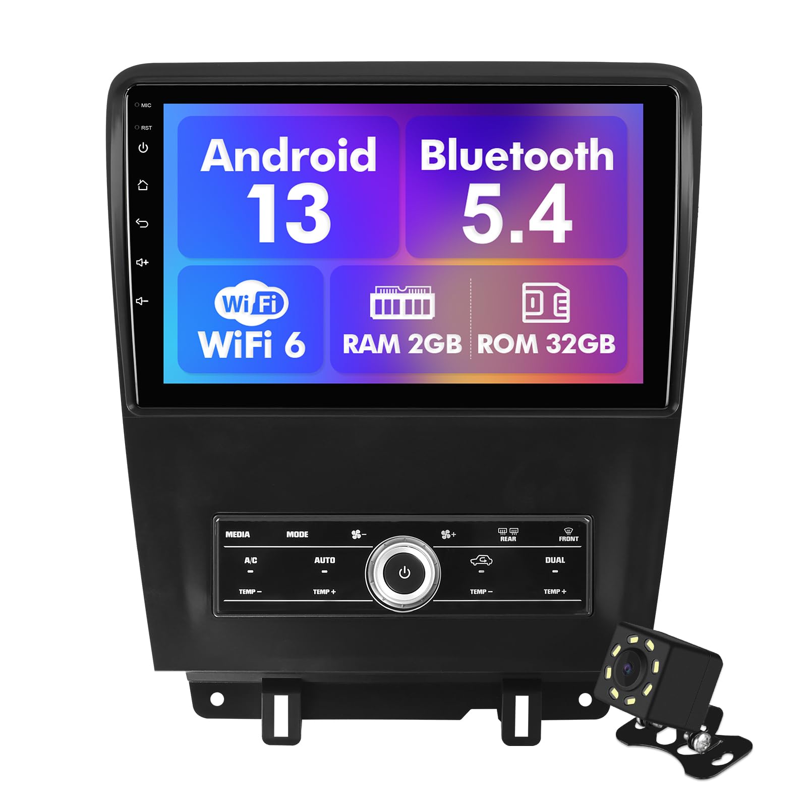 Android 13 Car Radio for 2+32G Ford Mustang 2010-2014 10.1'' 1280 * 720 Touchscreen Car Stereo with Carplay Android Auto Backup Camera Mirror Link GPS