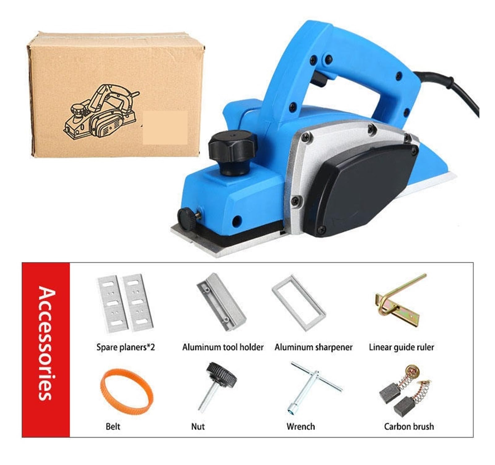 Strug elektryczny, ręczny strugarka elektryczna, Strugarka elektryczna o mocy 1050 W Wielofunkcyjna, przenośna strugarka Strugarka elektryczna do obróbki drewna dla majsterkowiczów domowych