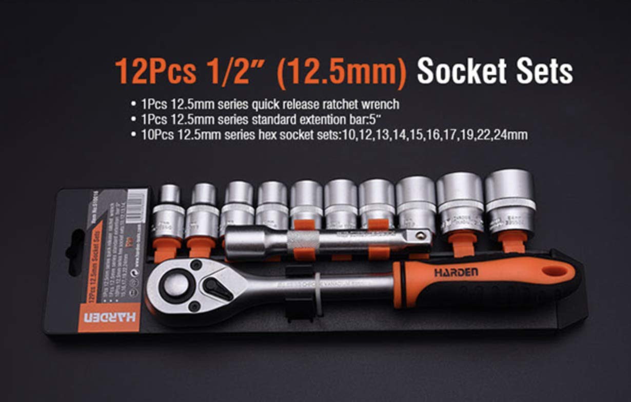 Edward Tools Ratschenschlüssel Mit Schnellspanner – 1,27 Cm Antrieb, 25,4 Cm Lang, Für SAE & Metrische Stecknüsse