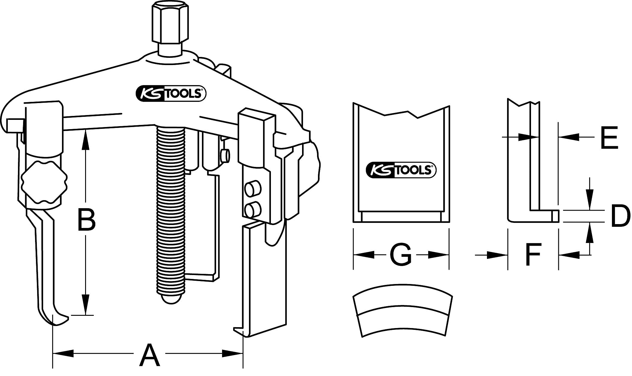 KS Tools 25-130mm 3-Leg Puller Narrow Legs - Image 2