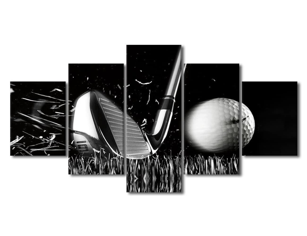 White and Black Golf Course Pictures Wall Art Golf Ball Paintings Multi Panel Printed on Canvas Golf Course Artwork Modern Home Decoration Giclee