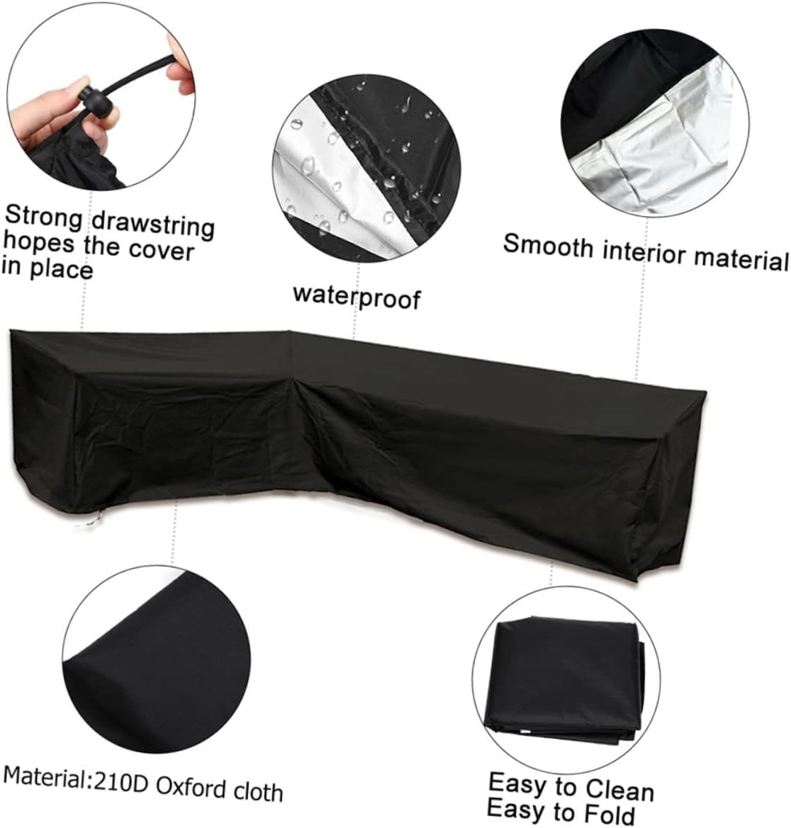 Outdoor Sofa Cover for Patio Sectional Furniture Protector Shaped Oxford Heavy Duty Weather Resistant Easy to Fit and Remove
