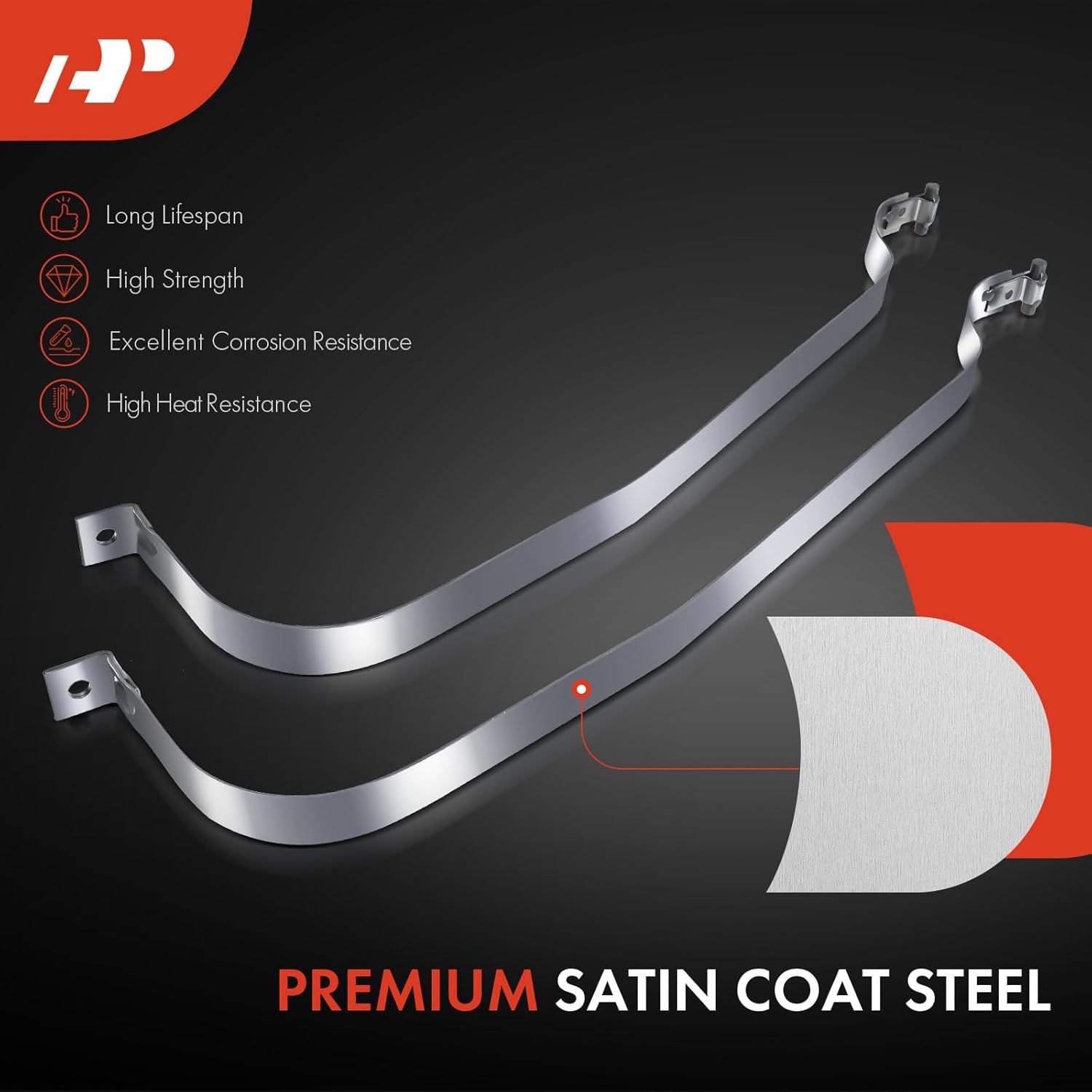 A-Premium Set of 2PCS Fuel Tank Straps Compatible with Jeep Cherokee 1997-2000 (2.5L), 1997-2001 (4.0L), Bolt On, Gray Color, Replace for 52100009, 52100009AB, 52100009AC