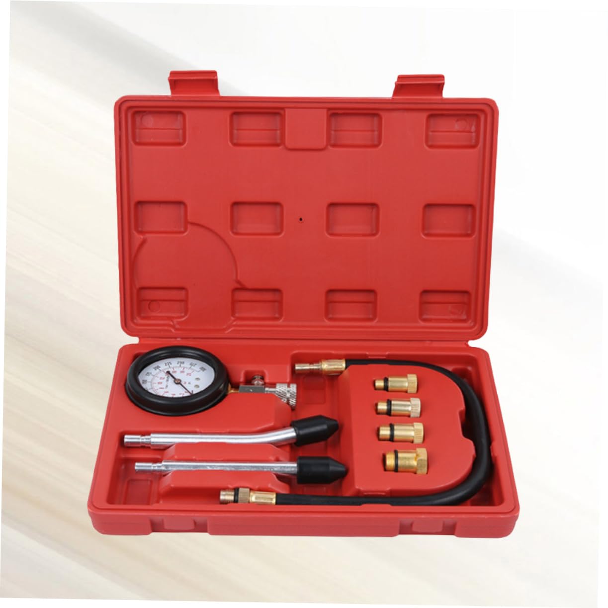 Alipis Tester Compressione Cilindri Auto Veicolo Rilevatore Perdite Tabella Pressione Manometro Psi Bar Adattatore Albero Motore Trasversale Cono Gomma Compatibile Benzina Motociclette Ve